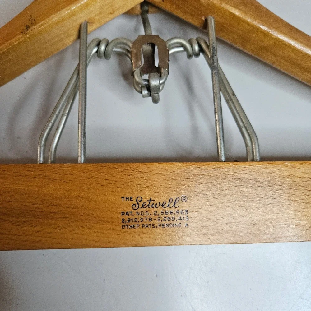 Vintage Setwell Wooden Hangers Set of 2 Suit Pant Skirt Clips Made in USA LS 19